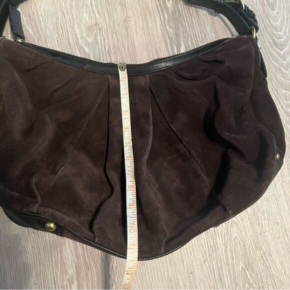 Vtg Y2K Banana Republic Brown Suede Leather Pleated Hobo Purse Braided Handle - Picture 4 of 13